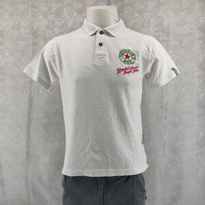 Heineken Polo Shirt Mens Medium White Embroidered Logo Beer Lager Advertising